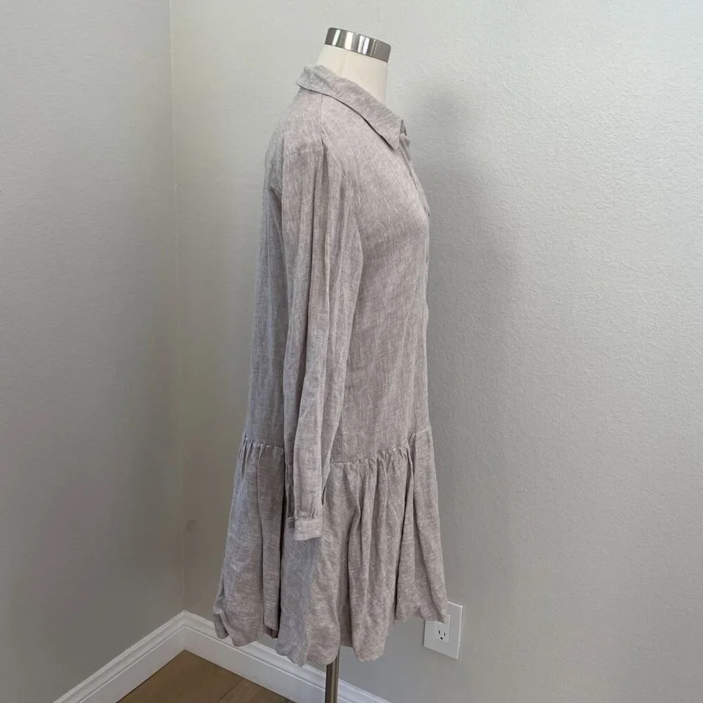 NEW Cynthia Rowley Womens Small‎ Linen Blend Tunic Dress Drop Waist Bubble Hem